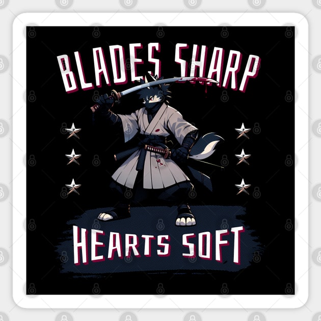 Blades Sharp, Hearts Soft - Samurai Sticker by Mara Bun